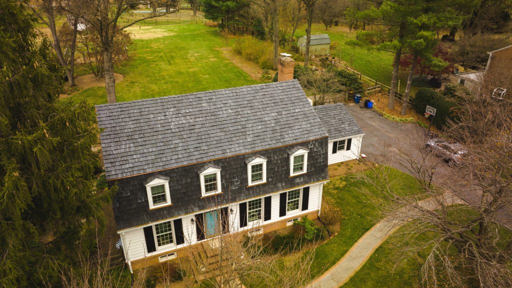 Cedar installed on the roof and sides of a home in Tyson, VA